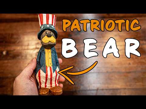 250th Independence Day Patriotic Bear Wood Carving || New Roughout
