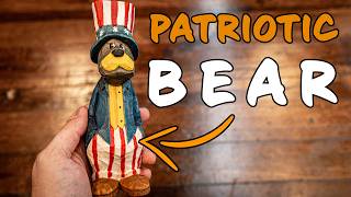 250th Independence Day Patriotic Bear Wood Carving || New Roughout