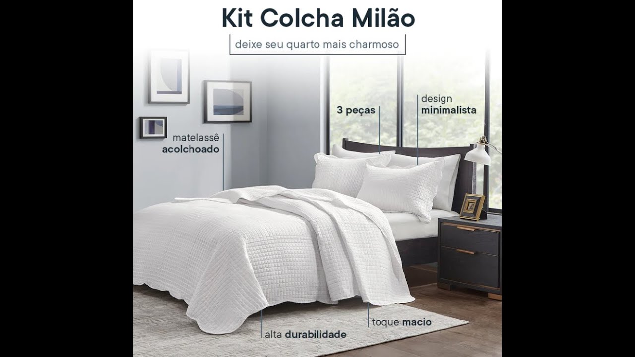 Kit Colcha 3 Peças Milão Classic Conforto e Sofisticação Corttex