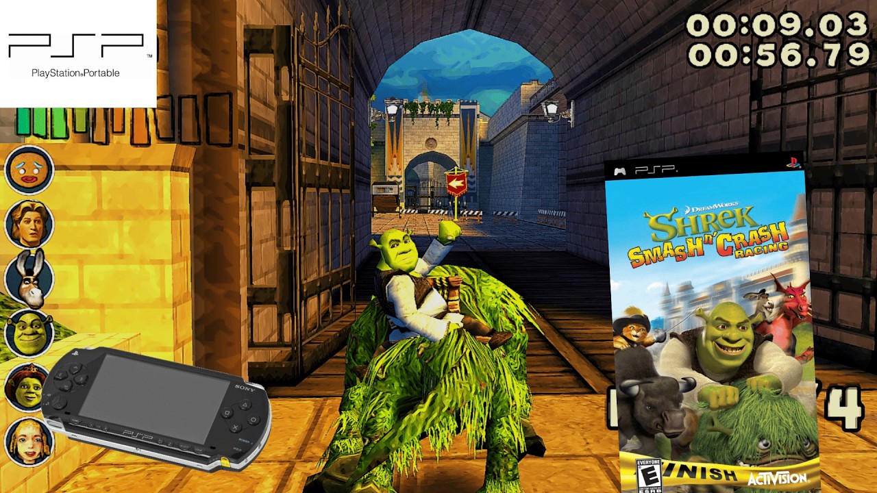 DreamWorks Shrek Smash n' Crash Racing (2006) Sony PlayStation Portable (PSP) Gameplay in HD～4K
