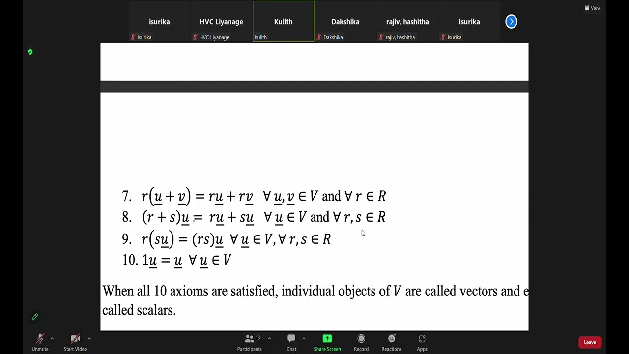 Linear Algebra : Vector spaces Kuppi - University of Moratuwa