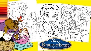 Coloring Princess Belle & The Beast - Beauty and the Beast Coloring Pages for kids