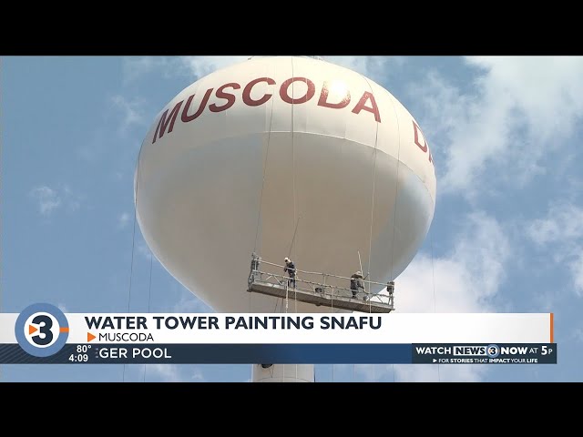 UT water tower spray painted over