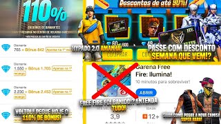 VOLTOU! BÔNUS 110%, PASSE DE FEVEREIRO BARATO!? COMO PEGAR NOVA SKIN RARA, FREE FIRE BANIDO E MAIS!!