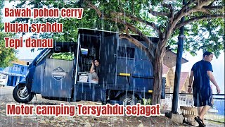 Spending the Night by the Lake When It Rains… The Atmosphere Makes Us Silent! 🌧️🌿 #nomad #travele...