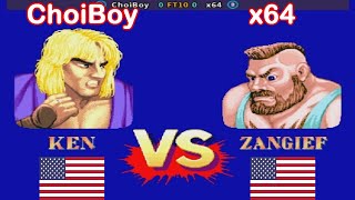Street Fighter II': Hyper Fighting - ChoiBoy vs x64 FT10