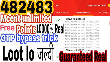 Unlimited points on mcent || Mcent Refer trick || Mcent OTP bypass trick 2018 ||Technical Sk