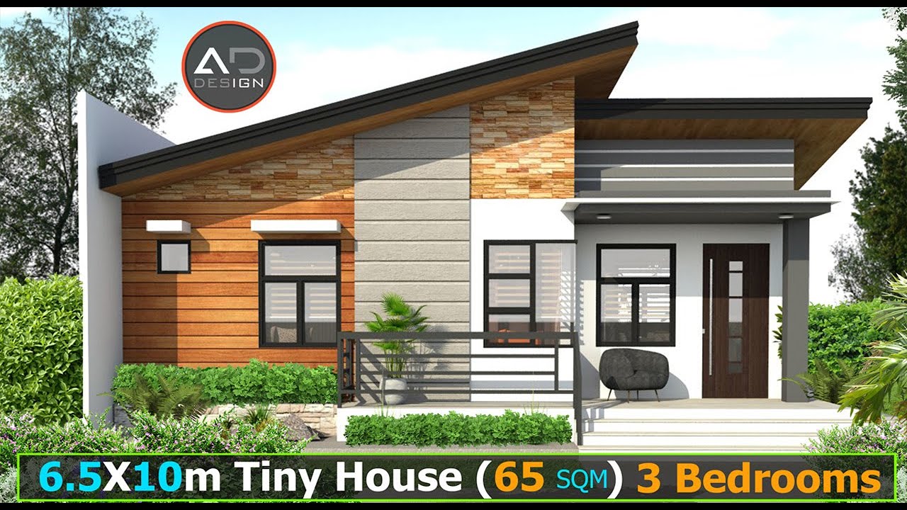 Low Budget Tiny House Design|Small House Design With 3 Bedroom|Size Of 6.5M  X 10M|65 Sqm Floor Area - Youtube