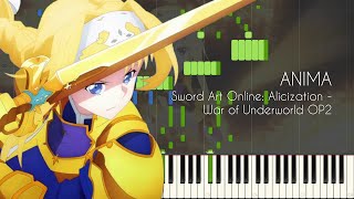 Full Anima Sao Alicization War Of Underworld Op2 Second Season Op Piano Synthesia Youtube