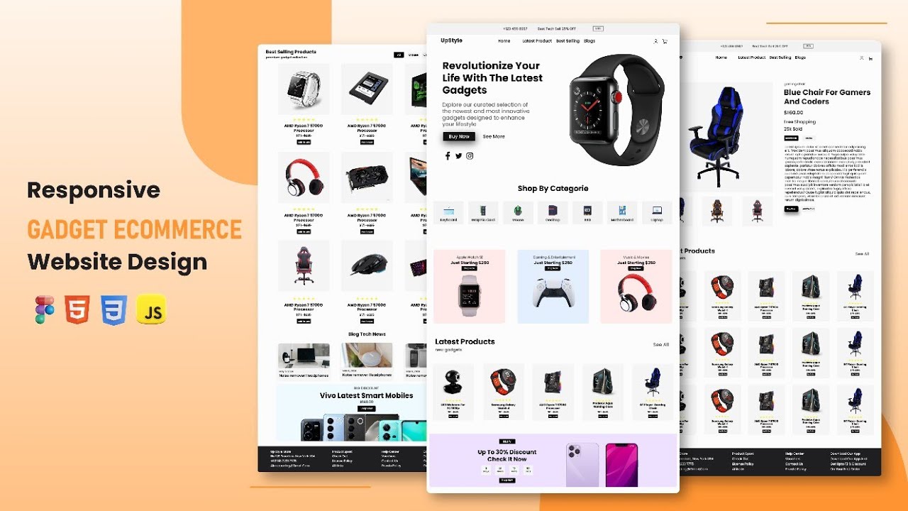 Let's Build A Gadget Ecommerce Responsive Website Design Using HTML CSS ...