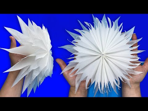 Пушистая, Воздушная 3D СНЕЖИНКА из Пергаментной бумаги / Fluffy 3D snowflake made of parchment paper