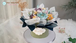 Cách Để Tạo Hình Bánh Sinh Nhật Hình Bó Hoa Cực Xinh Xắn | How To Make A Beautiful Flower Cake