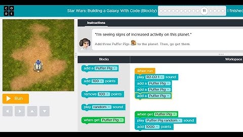 Solution Star Wars building a Galaxy at code.org- Answer to every level or phase #Hourofcode