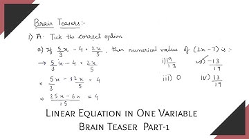 D.A.V Class VIII / MATHS / Chapter - 9 LINEAR EQUATION IN ONE VARIABLE  Brain Teasers