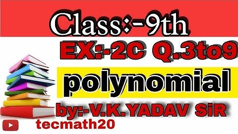 class 9 polynomial rs aggarwal Ex 2.3  Q. NO. 3 to 9  #polynomialclass9 #class9Polynomial
