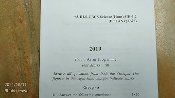 +3 (bsc) 3rd semester Botany GE- 1.2 Question Paper 2019 Of Utkal University. #odisha