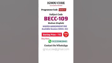 BECC 109 Solved Assignment PDF 2024-25 in English, BAECH program BECC-109 Solved assignments