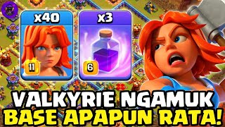 OP PARAH‼️ SAYA WAR MENGGUNAKAN 40 VALKYRIE VS TH16 MAX - BASE APAPUN RATA | CLASH OF CLANS screenshot 1