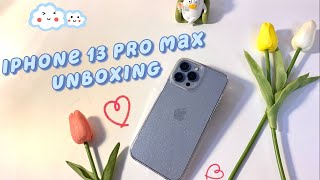 🍎 Unboxing iPhone 13 Pro Max 256GB Sierra Blue ❄️✨ + Cute Accessories 🧸🌷