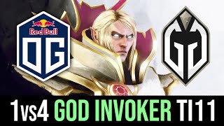OG vs GG - 1 vs 4 GOD INVOKER on enemy fountain