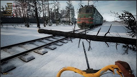 Cutting up fallen trees in Trans-Siberian Railway Simulator