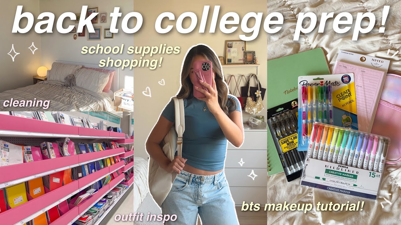 BACK TO COLLEGE PREP! 🎀 school supplies shopping, what's in my backpack, outfit ideas, nails, etc!