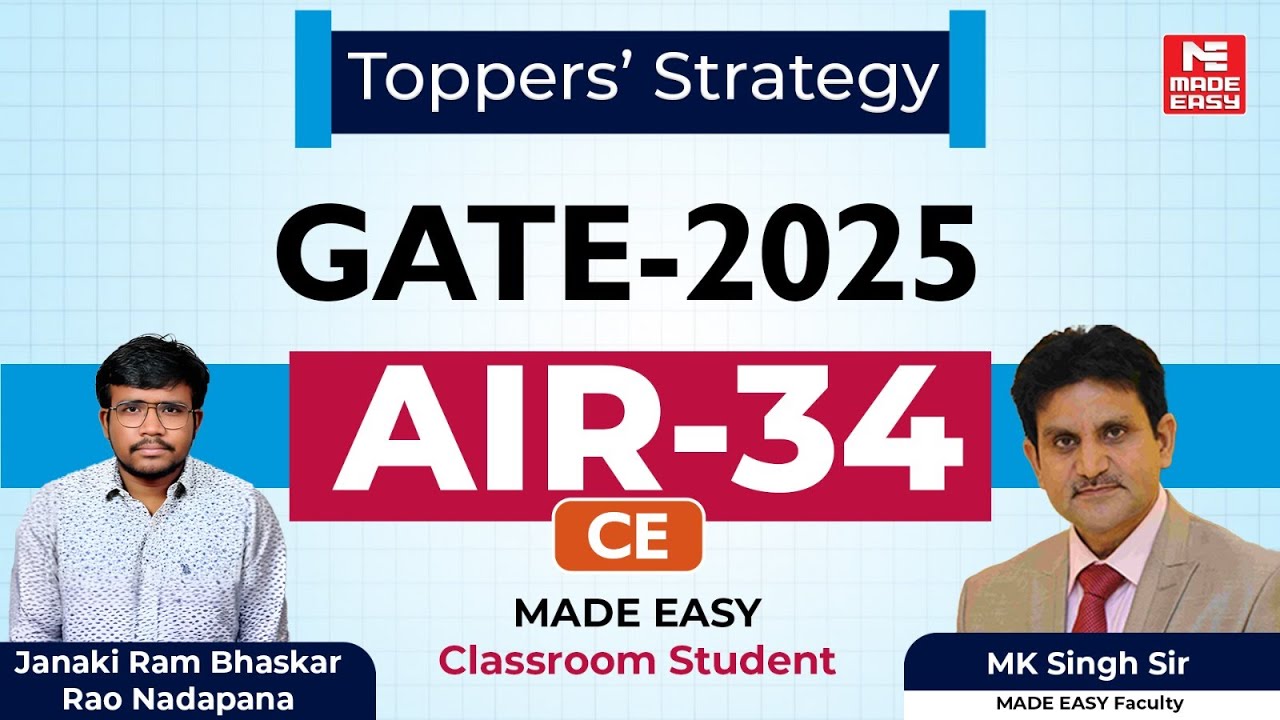 GATE 2025 | AIR-34 | CE | Janaki Ram Bhaskar Rao Nadapana |  Toppers' Talk | MADE EASY