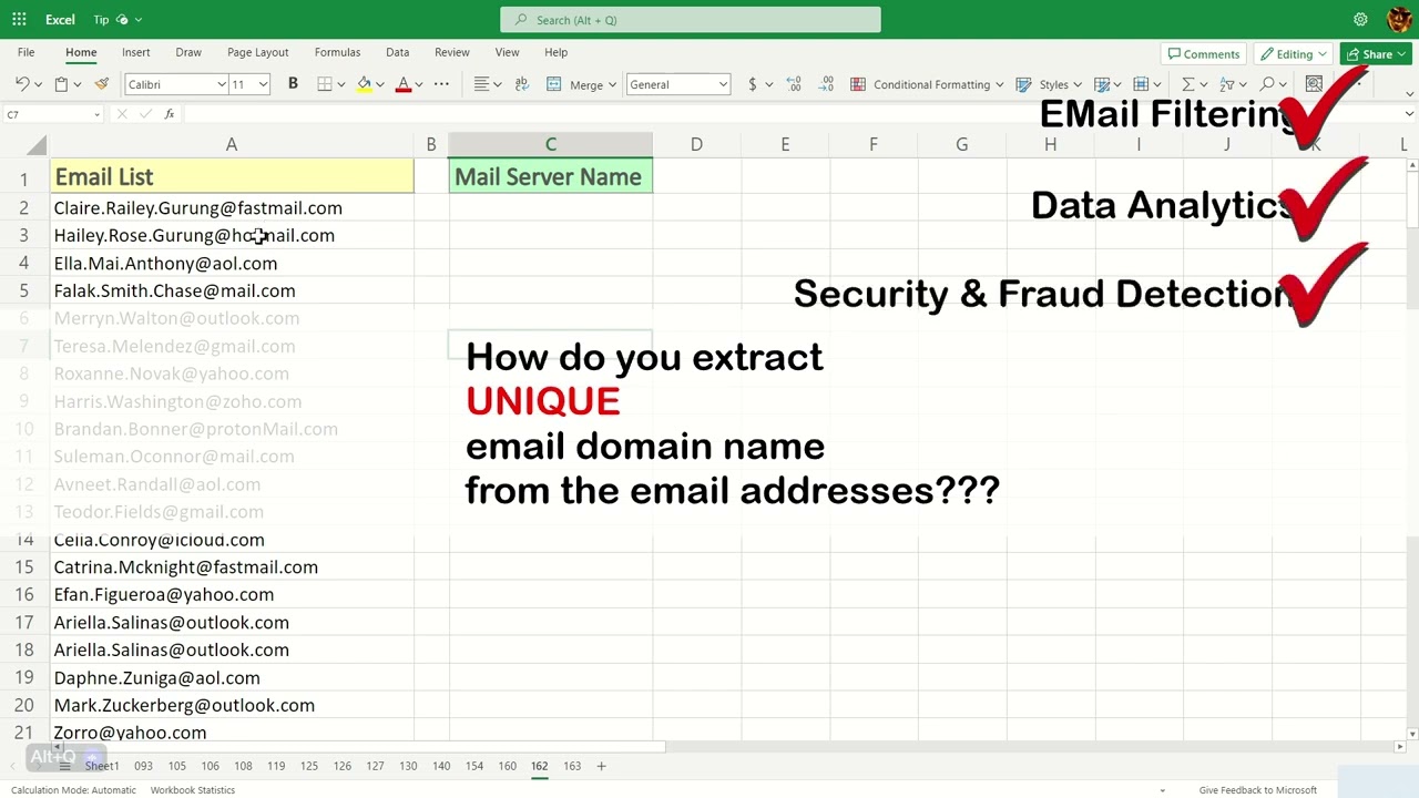 Get unique mail server domain name with this simple Excel formula - Excel Tips and Tricks
