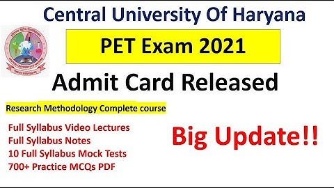 Central University of Haryana PhD Entrance Examination 2021| Admit Card Released 2021|CUH University