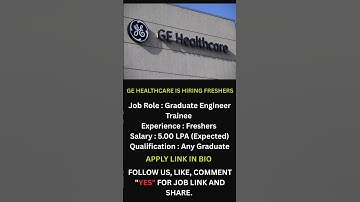 🚨 GE HEALTHCARE Jobs 2025 Hiring Freshers FOR GRADUATE ENGINEER TRAINEE. #jobsearch  #subscribe
