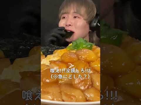 ホタテユッケ丼‼️#shorts #咀嚼音 #モッパン #大食い #asmr