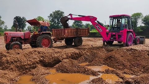 JCB 3dx Backhoe Loading Mud in Mahindra 475 Di tractor JCB miti khudai JCB video #jcb #jcbvideo
