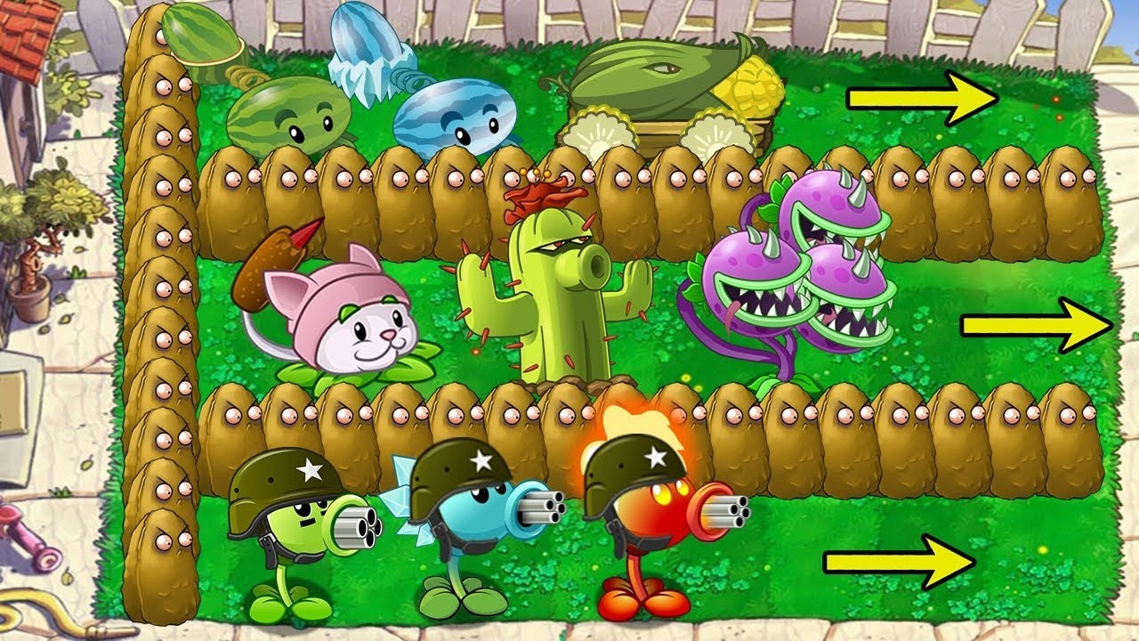 99 Gatling Pea FIRE Ice Vs 99 Cob MELON Ice Vs Team Spikes Vs Dr Zomboss PvZ Battlez