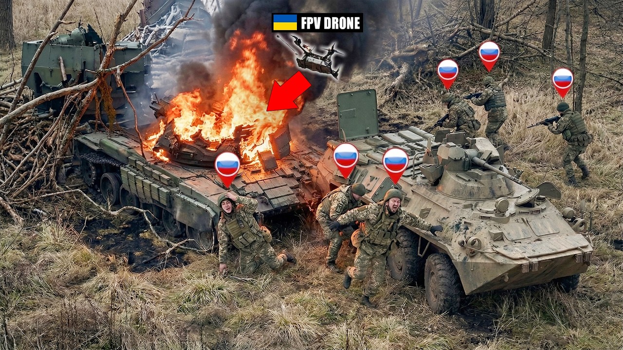 Ukrainian FPV Drone Spotted Russian Soldiers Stuck on Armored Vehicles ...