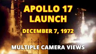 Apollo 17 Launch - Complete Camera Sequences, Side by Side, Remastered, Mission Audio, Night Liftoff Profile