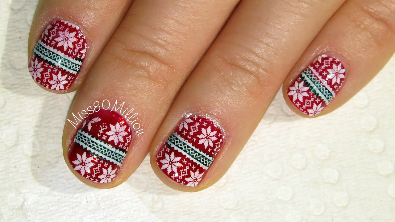 4. Cute Christmas Sweater Nail Ideas - wide 3