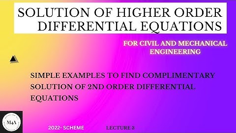Simple Examples to Find Complimentary Solutions of 2nd Order Differential Equation||DrSujataT