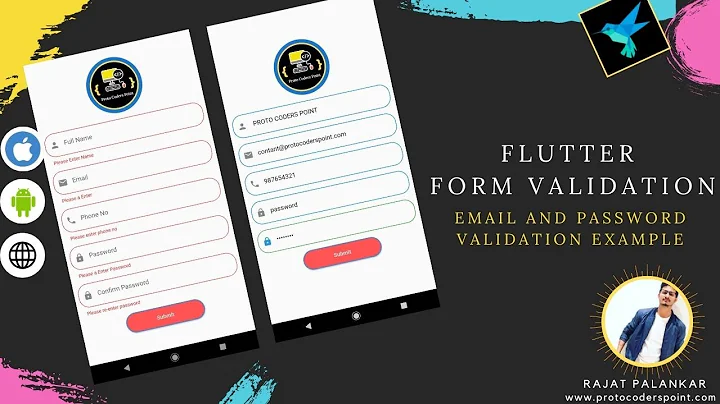 Flutter Form Validation- Email validate, Password Confirm