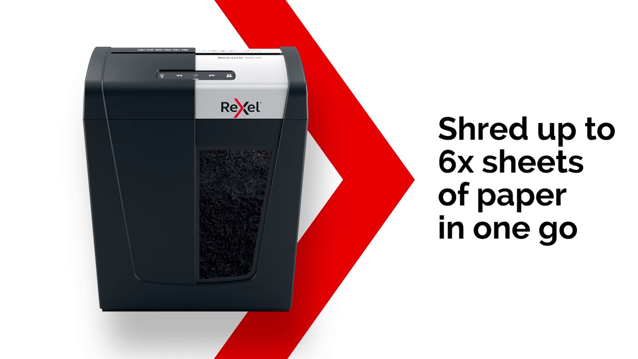 Rexel Secure MC6 Whisper-Shred™ Shredder, Micro Cut, 7-6 Sheets A4 (70-80 G/m²) Capacity, Security Level P5, 18L Waste Bin, Very Quiet & Compact, For Home, Black, 2020130EU - View #2