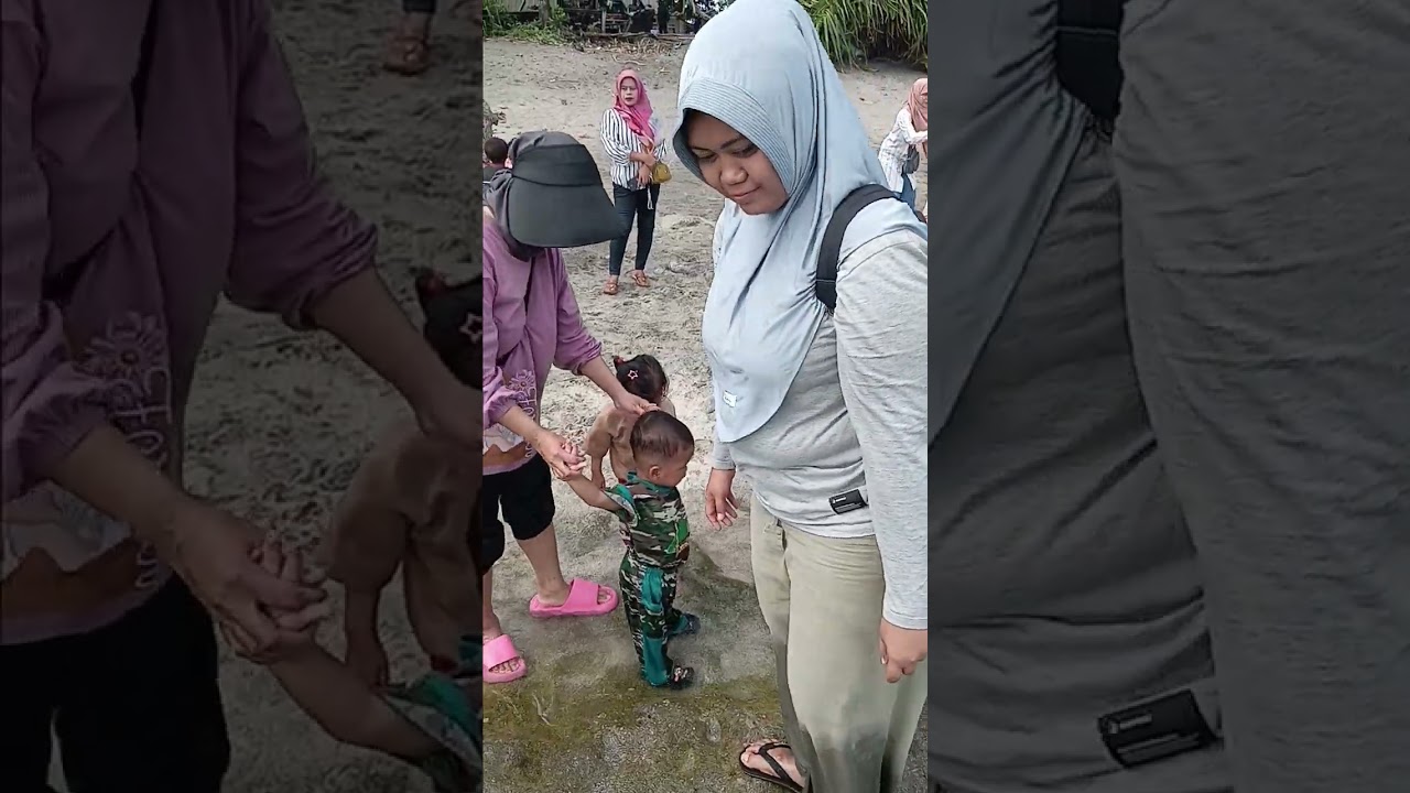 Pertama kali bawa anak maen ke pantai pamayang part 1