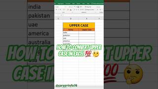 How to Convert Upper Case in excel #ExcelProductivity #exceltricks #excelhacks #exceltips #excel #yt