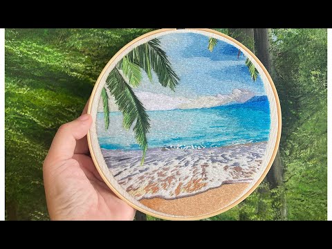 Needle Painting Landscape Embroidery The Beach 