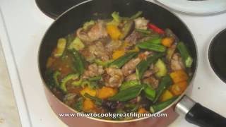 Paano magluto Chicken Pinakbet Recipe - Mixed Vegetables - Tagalog Pinoy Filipno Cooking