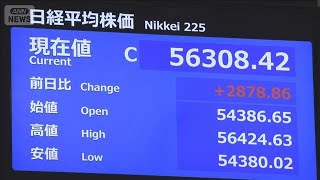 日経平均株価　きのうから2878円上昇で取引終える　過去3番目の上げ幅に(2026年4月8日)