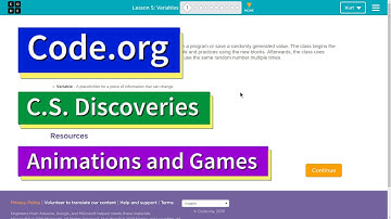 Variables  - Lesson 5 Part 1 Animation and Games - Code.org CS Discoveries