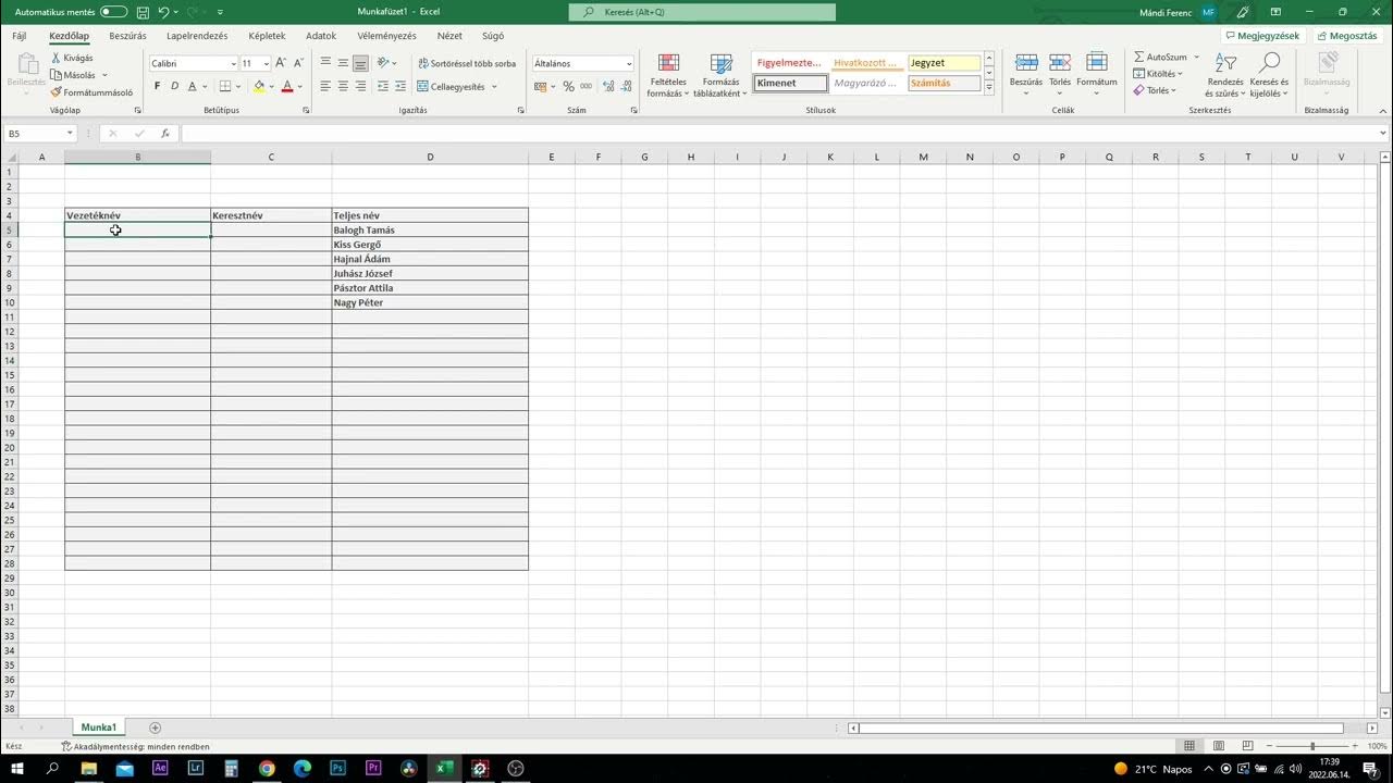 Adatok szétválasztása Excelben - YouTube