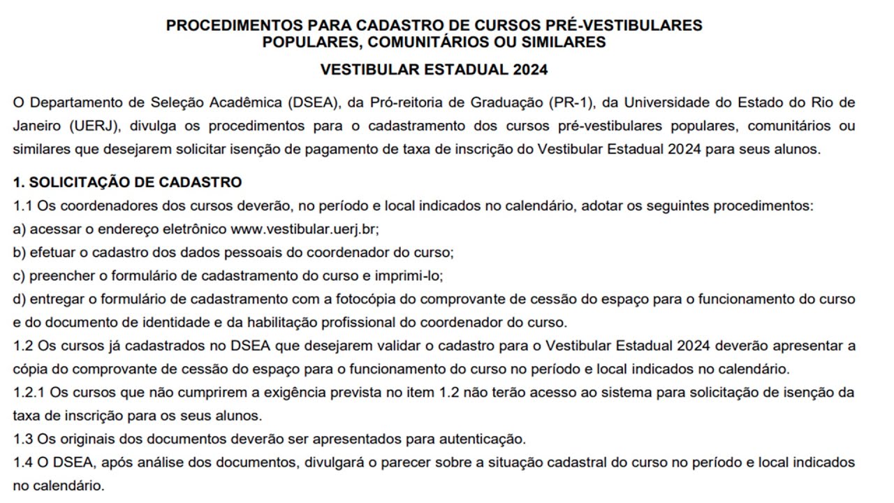 Inscrições para a primeira etapa do Vestibular Uerj 2024 estão