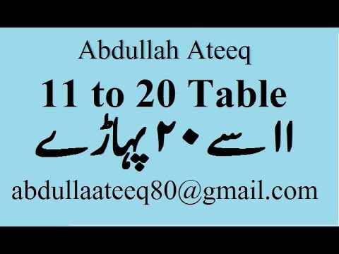 Printables 1to20table 11 se 20 urdu pahade youtube urdu