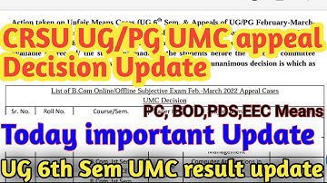 CusuUG 6th sem and UG/PG  UMC appeal decision update result update