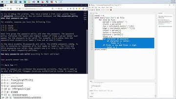 Python Solution for 2020 Advent of Code - Day 2 - Password Philosophy
